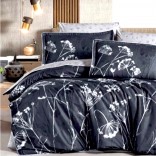 Спален луксозен комплект ПАМУК САТЕН 300TC - ДЕЛФИНА тъмно синьо